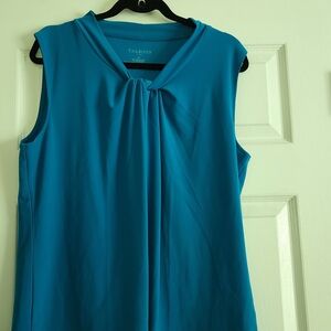 Talbots Blue Pleated Tunic Blouse